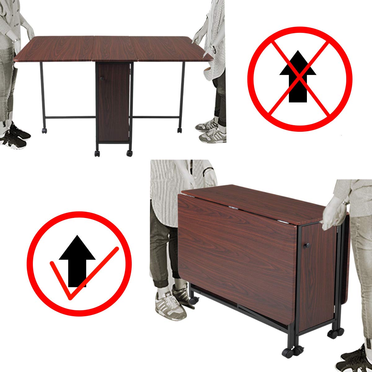 Tables Home Kitchen Kitchen Dining Room Furniture Jaxsunny Multi Use Kitchen Dining Table Desk Movable Folding Table Versatile Table Desk With A Shelf Beneath Convenient For Storage Dark Brown A Door