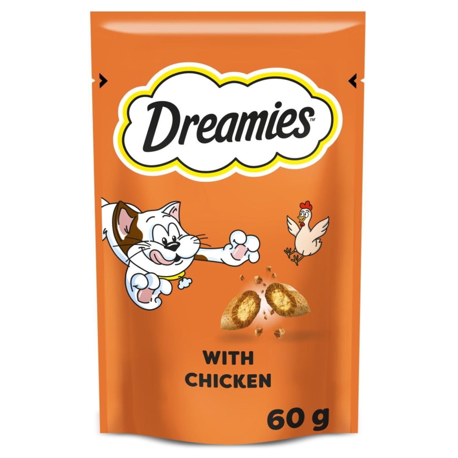 Dreamies Cat Treats Delicious Snacks with Chicken, 8 Pouches (8 x 60 g)
