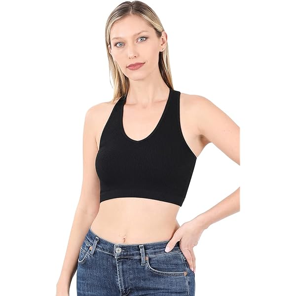 Zenana Ribbed Knit Seamless Spaghetti Strap Cropped Cami & Halter