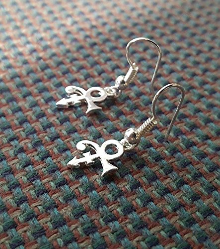 Prince Rogers Nelson Fashion Women Rip Ankh Love Sign Pendant Drop Dangle Earrings Purple Rain (Silver)