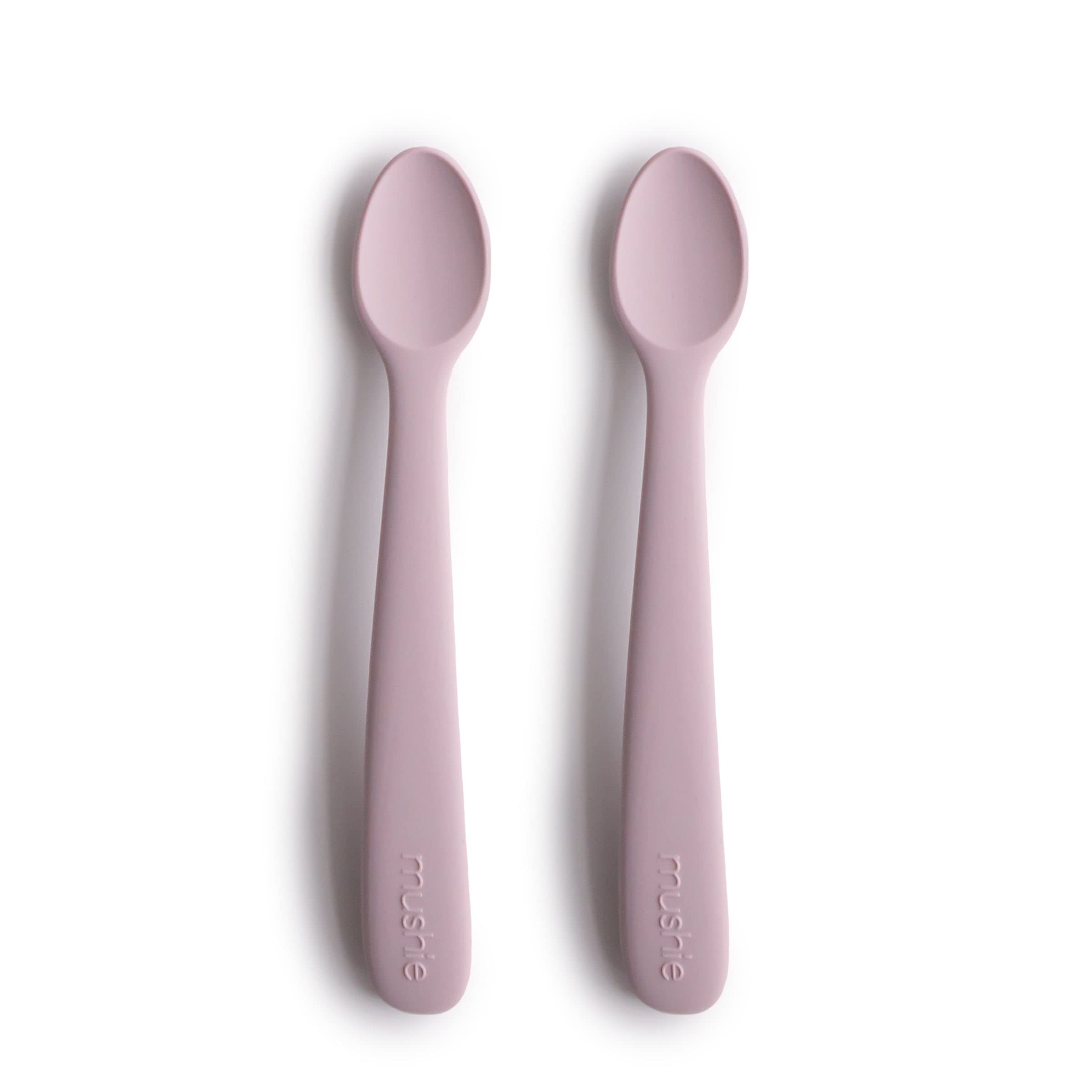 Mushie Baby Feeding Spoons | BPA-Free Silicone Spoons 2-Pack | Dishwasher Safe Durable Toddler Utensils | Soft Lilac