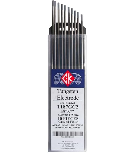 Weldcote TUNG18X7X2CE 2% Ceriated Tungsten Electrode 1/8 X 7, 10