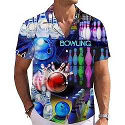 Bowling Mens Funny Hawaiian Shirts 3D Graphic