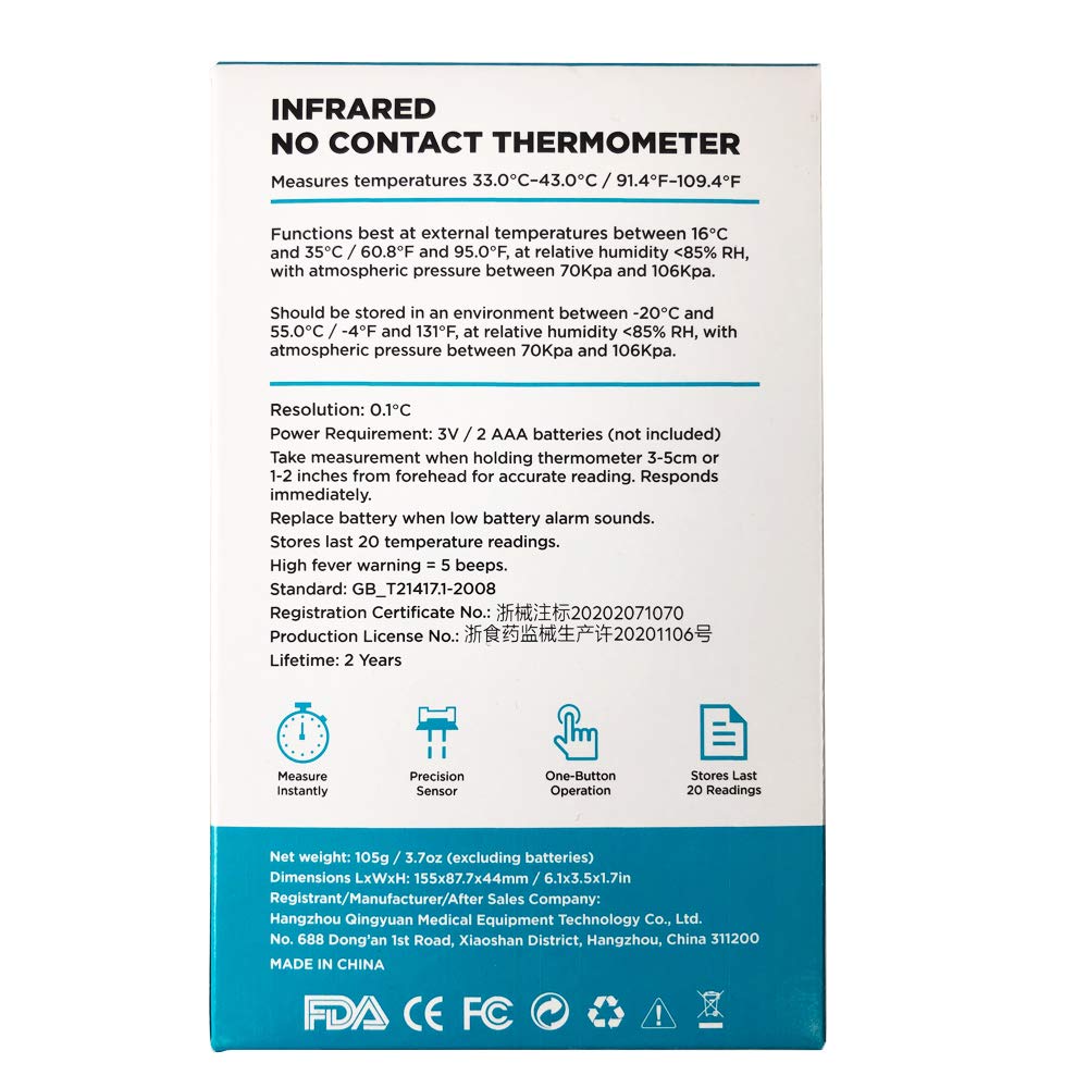 One Button Operation Lcd Digital Thermometer High Temp Fever Warning Sound Measure Temperature Quickly And Accurately With No Contact Fahrenheit Or Celsius Infrared Touchless Digital Thermometer Home Brewing Wine Making Measuring