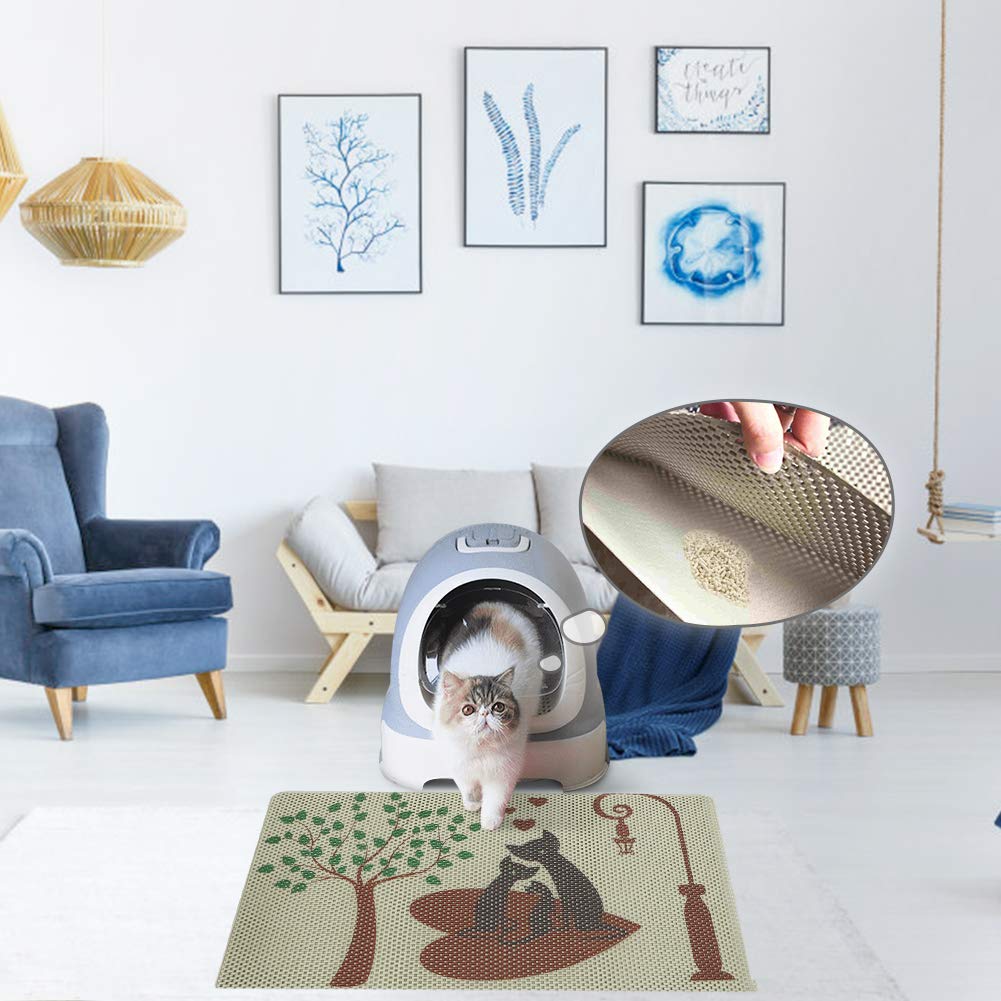 RioRand Cat Litter Mat Trapper Mat 30X18 Inch Honeycomb Double Layer Design Easy Clean Pet Feeding Mat for Litter Boxes