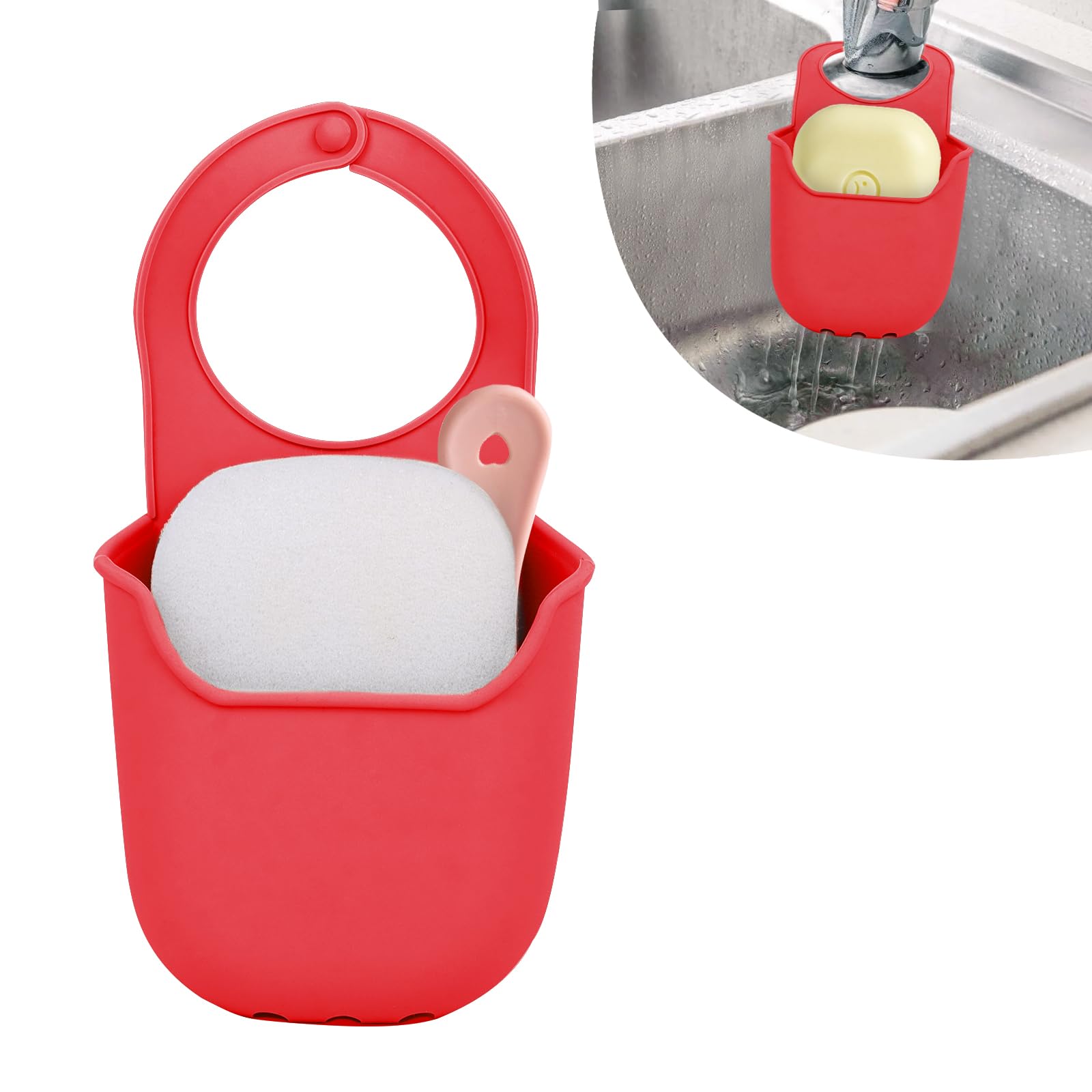 Minicoco Sink Sponge Holder - Portable Sponge Caddy with Hanging Basket Storage - Kitchen Organizer — image 1