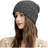 Hshsclth 100% Cotton Crochet Beanie Hat Handmade Knit Slouchy Floral Skull Hat Knitted Openwork Summer hat for Women