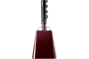 MUSFUNNY Steel Cow Bell with Handle Cowbells,Cheering Bell and Loud Noise Makers Hand Bells for Sporting Events,Football Games,School Bell,Farm Hand Chimes Percussion Musical Instruments(10 inch Bronze)