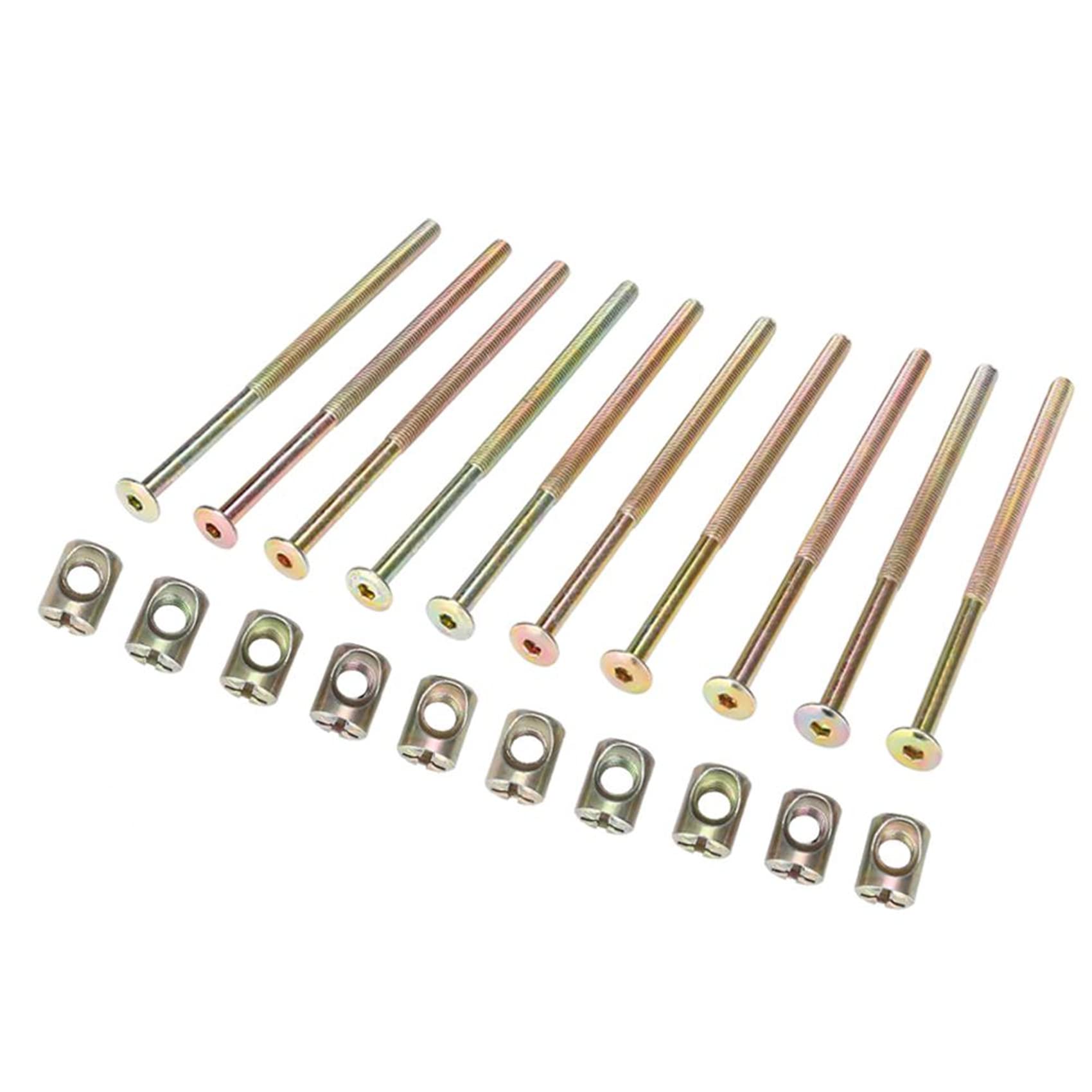 Artillery M6 Furniture Screws, 10Pcs Carbon Steel Bolts and Nuts, 120mm, Zinc Plated, Hex Socket Screws for Chairs, Beds, Furniture