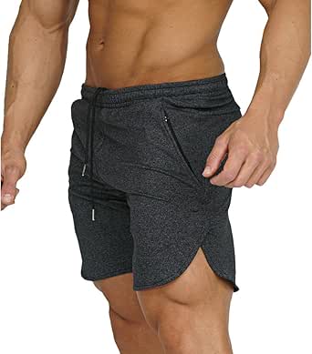 EVERWORTH Men's Gym Workout Shorts Running Short Pants Fitted Training Bodybuilding Jogger with Zipper Pockets 3 Colors