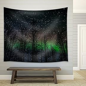 Northern Lights Aurora Borealis - Fabric Wall Tapestry Home Decor - 51x60 inches