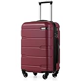 Coolife Carry On Luggage 22x14x9 Airline Approved Hardside PC+ABS Suitcase with TSA Lock, Lightweight Rolling Travel Luggage with Spinner Wheels(Radiant Pink, 20in)