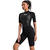KMT Women Wetsuit, Womens 2mm Shorty Wetsuits Upgrade CR Neoprene Wet Suits Back Zipper