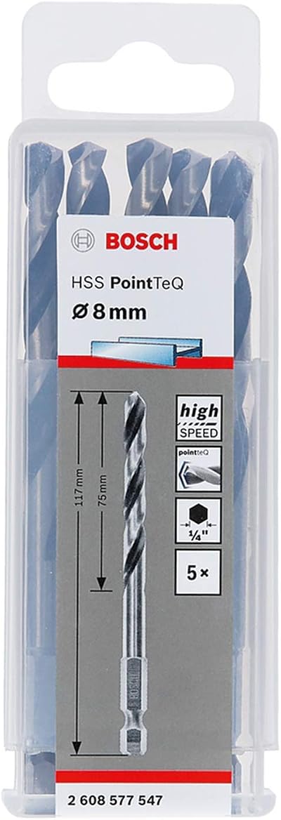 Bosch 10pc PointTeQ Hex Drill Bit 8.0 mm 117 mm 1/4 in Hex Shank