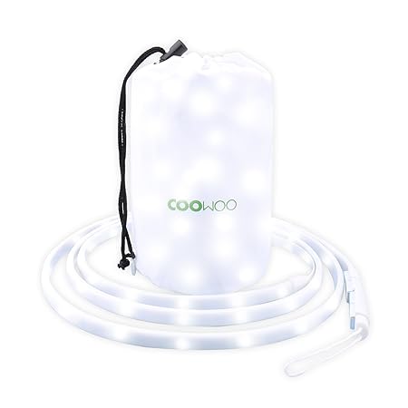 COOWOO LED Laterne Camping Leine 2 Meter wasserfest mit Stoffbeutel Outdoor Hängelampe