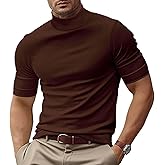 Men's Fashion Shirts Short Sleeve Mock Turtleneck T-Shirts Casual Undershirt Tops