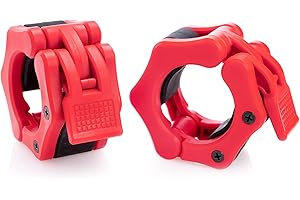 HACUBA FITNESS Olympic Barbell Clamps Collars Quick Release Pair Weight Clips for 2 inch Barbell Matte Red