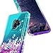 Galaxy S9 Case with Screen Protector (Full Coverage) for Girls Women, NageBee Glitter Liquid Sparkle Bling Floating Waterfall Quicksand Diamond Shockproof Cute Case for Samsung Galaxy S9 -Aqua/Purple