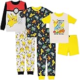 Pokemon Boys' 6-Piece Snug-Fit Cotton Pajamas Set, Poke Treasure, 10