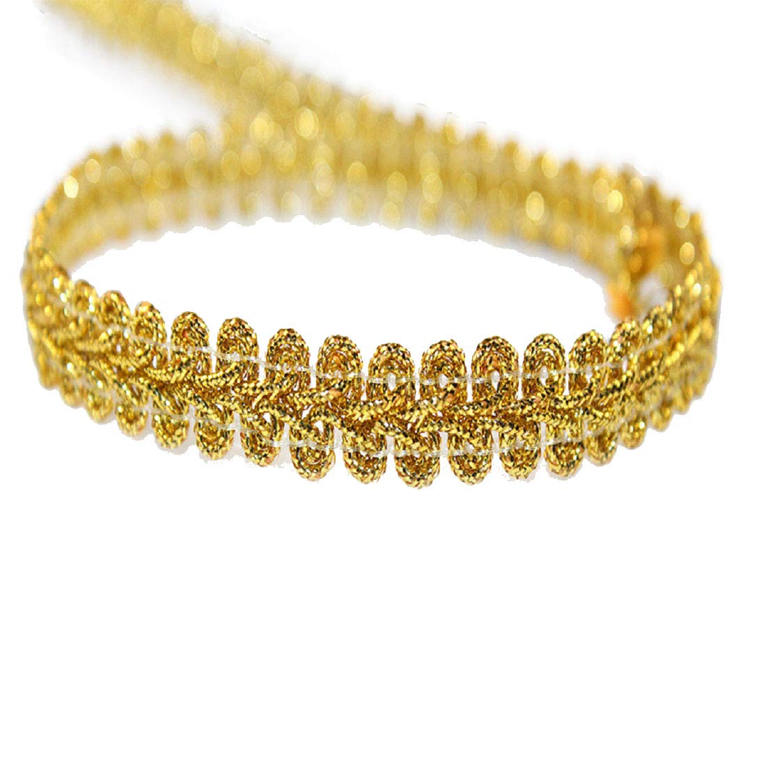 Yalulu 10 Meters Sewing Accessories Embroidery Braid Twist Fabric Cord Lace Trim Sewing Trimming Edge Craft Decorative Ribbon for Curtain Clothes Table Home Decoration (Gold)