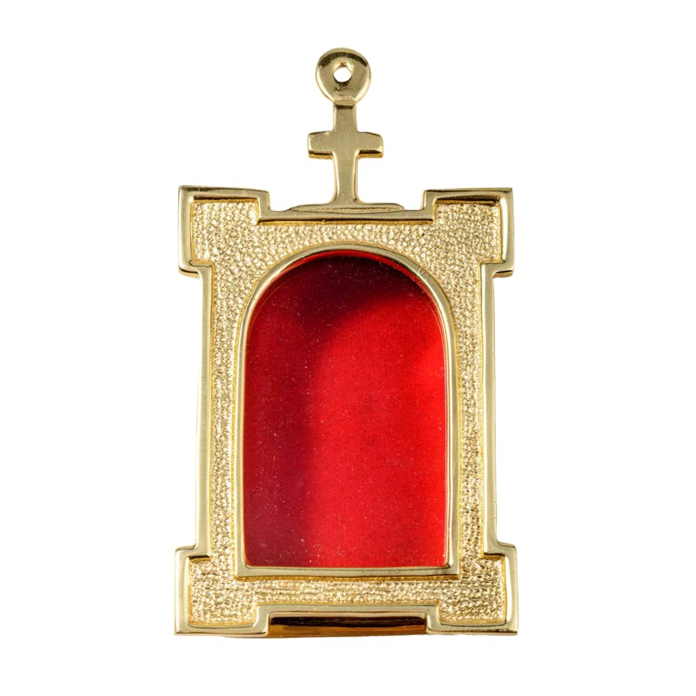 NKlaus wall reliquary 11cm monstrance storage for your memory solid brass gold house altar reliquary holder antique handwork 2908