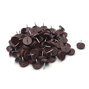 Antrader 100-Pack Nylon Slider Glides Nail-on Furniture Table Chair Sofa Feet Leg 20 mm/ 3/4" Diameter Skid Tile Floor Protector Pad Brown