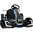 Kerry Yoo Go Kart Electric Drift Kart Car with Adjustable Seat, 24V Outdoor Ride on Toy with 4 Speed Mode, Crazy Cart for Kids 6-12 Years Old, Fast 300W Motor, 8.5 MPH, LED Lights, Bluetooth - Blue
