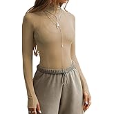 Ahtyeo Womens Mesh Long Sleeve Tops Mock Neck Sexy See Through Tee Shirts Party Club Night Lace Sheer Layering Blouse