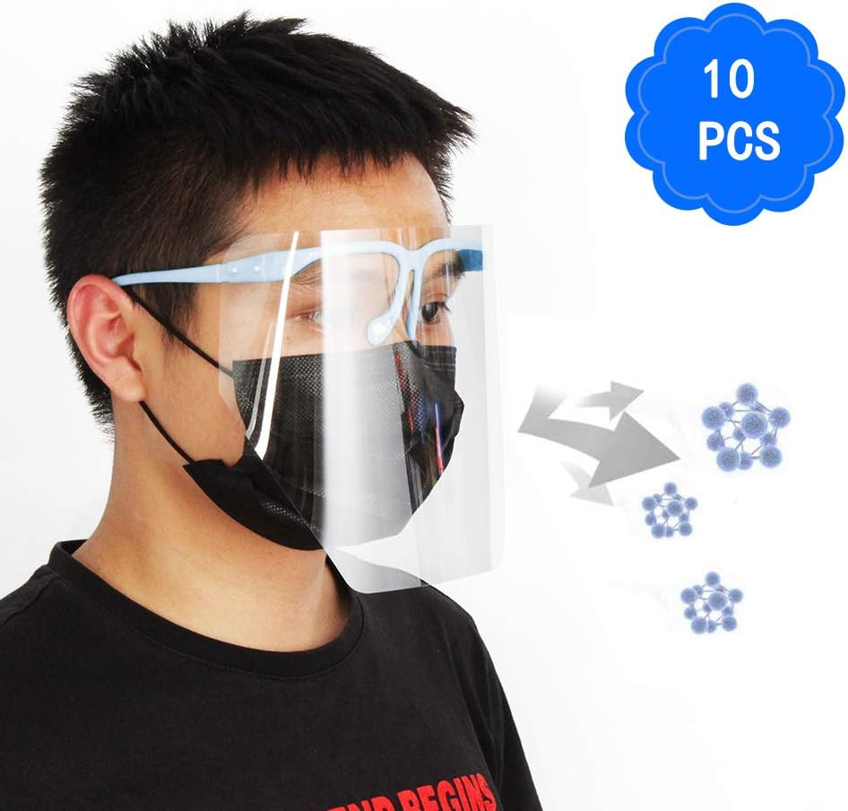 LAMBO Face Protective Visor,Full Face Shield Glasses frame Clear Flip Up Visor Protection Safety Work Guard For Anti-fog,Dust,Oil Fume, for Kitchen Daily Use Lab Work,Unisex,Children Can Also Use
