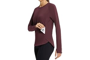 baleaf Women's Thermal Tops Fleece Lined Shirts Long Sleeve Cold Weather Running Gear Workout Zipper Pocket Thumbholes