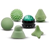 Physical Therapy Pain Relief Massage Ball Set for Trigger Point Release - Myofascial Release Tool & Deep Tissue Massage Set of 6 Pieces - Lacrosse, Spiky, Hand Roller & Mountable Self Massage Ball