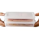 2 Pack - Bacon Keeper, Plastic Airtight Deli Meat & Sliced Cheese Food Storage Containers with Lids for Refrigerators & Freezer, BPA - Free, Meal Prep - Right - Sized for Everyday Storage