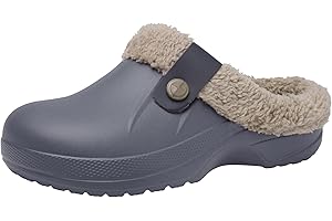 ChayChax Waterproof Slippers Women Men Fur Lined Clogs Winter Garden Shoes Warm House Slippers Indoor Outdoor Mules