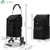 VOUNOT Folding Shopping Trolley 6 Wheels Aluminium 58L Detachable Bag view 6