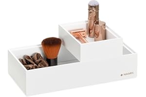 Navaris Bamboo Storage Boxes - Set of 2 Wood Stackable Box Organizers for Bedroom, Kitchen, Bathroom, Living Room, Makeup, Je