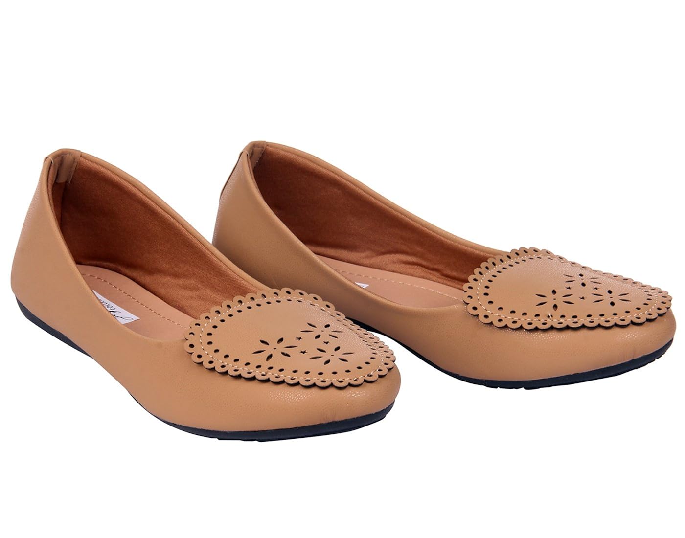 goyal's women's synthetic leather cutwork bellies (tan)