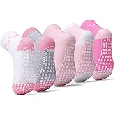 Sosenfer Non Slip Toddler Socks with Grippers,5-10 Pairs Non Skid Ankle Socks for 1-7 Years Baby Kids Made With Cotton