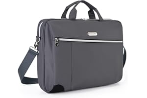 HXLGMD 15.6 Inch Laptop Bag for Men Women Water Resistant Computer Carrying Case Slim Laptop Briefcase with Shoulder Strap Durable Laptop Sleeve Compatible for Lenovo, HP, Dell, Asus - Grey