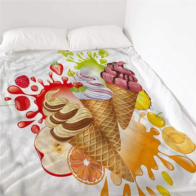 paintinghome Throw Blanket Ice Cream, Fruity Sorbet All
