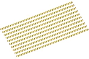 MECCANIXITY 10pcs Brass Rods (2.2mm) 0.09 Inch x (150mm) 6 Inch Brass Solid Round Stock Lathe Bar for Knife Handles Pin DIY Craft Model Plane