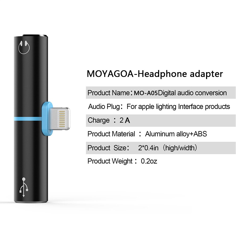 Lightning Headphone Adapter iPhone dongle - Listening to Music + Charging at the same time. Supports IOS11. iPhone7, 7 Plus, 8, X. Operates perfectly for your device. Comes with a bright metal case. M