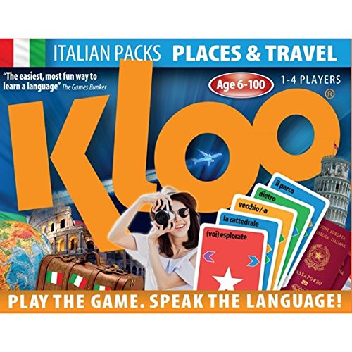 KLOO Learn Italian Card Games Pack 2 (Decks 3 & 4) "Places & Travel 1-4 Players - Kids or Adults - Beginner to Intermediate - Hundreds of Words - Make Millions of Sentences - Award Winning Game