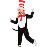Cat in the Hat Kids Costume - Official Dr. Seuss Book Day Outfit with Hat &amp; Bow Tie for School &amp; Reading Events