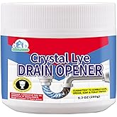 BELL BIRD Crystal Lye Drain Opener, Lye Sodium Hydroxide, Unclogs Bathroom Kitchen Sinks, Shower Pipes &amp; Toilets, Sink Drain Cleaner, Clog Remover for Clogged Drains Bathtub Pipes (1PCS)