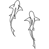 Xedatric Metal Fish Wall Decor - Nautical Shark Room Art, Abstract Line Shark Design for Coastal-Themed Interiors(set of 2,Black)