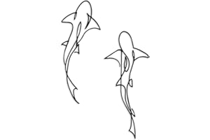 Xedatric Metal Fish Wall Decor - Nautical Shark Room Art, Abstract Line Shark Design for Coastal-Themed Interiors(set of 2,Black)