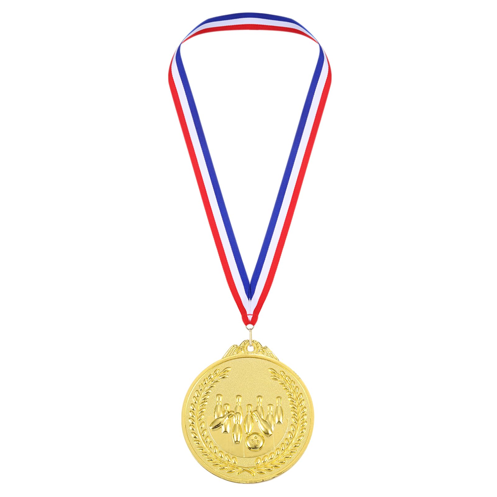 PATIKIL 2.6" Gold Bowling Medals, Bowling Award Medals with Ribbon Red White for Games Sports Competitions