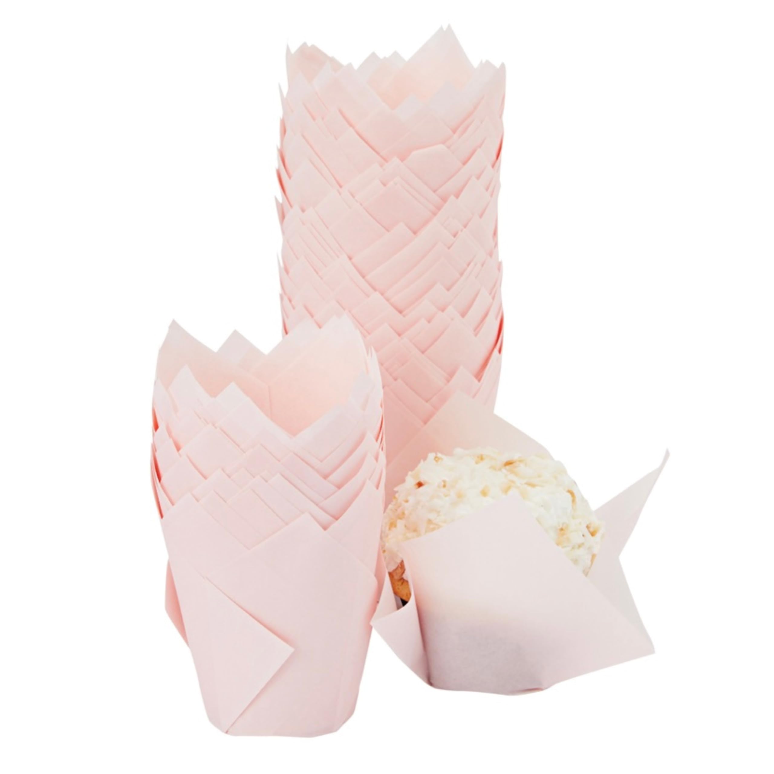 Tulip Cupcake Cases, Muffin Baking Cup Liner Wrappers in Baby Pink, 100-Pack, Medium