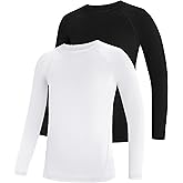 Poekuao Boys Compression Shirt Youth Long Sleeve Athletic Undershirts Kids Quick Dry Base Layer for Baseball Football Soccer