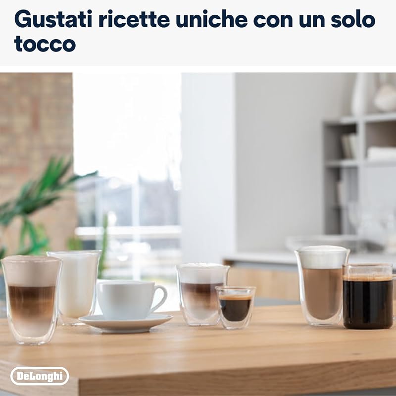 Eletta Cappuccino Evo ECAM46.860.B, Macchina Caffè Automatica con Montalatte Automatico, Espresso e Cappuccino One-Touch, 6 Ricette Preimpostate, Schermo LCD, Nero